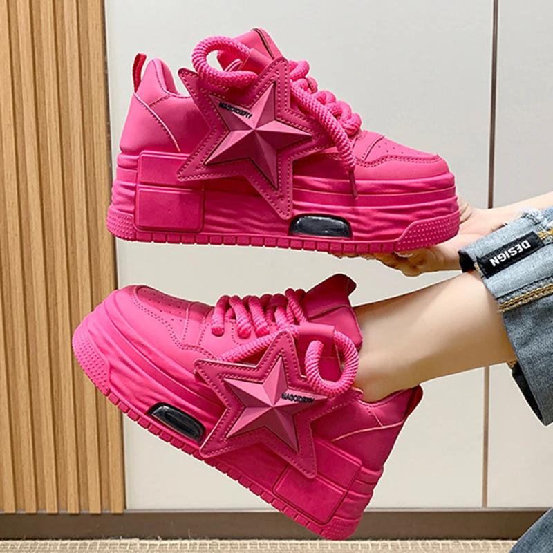 Повседневная спортивная обувь на платформе с индивидуальным дизайном в виде звезды, вулканизированная обувь для бега и ходьбы, женские кроссовки 35-40