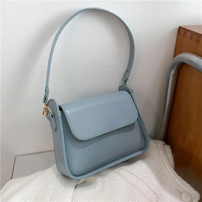 Шикарные простые маленькие сумки через плечо с клапаном для женщин, однотонная сумка из искусственной кожи, клатч, женская сумка через плечо, сумка-мессенджер