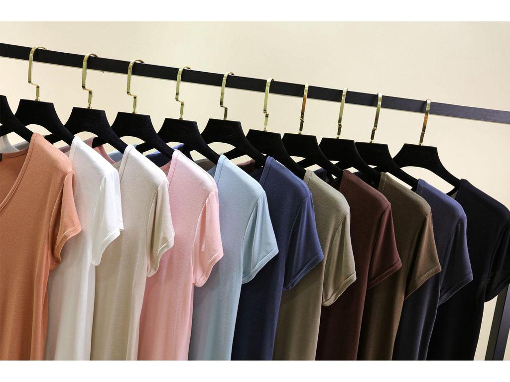 Женская летняя футболка из модала с коротким рукавом и овальным вырезом - Однотонная, Повседневная, Свободная, Приталенная, Универсальный топ