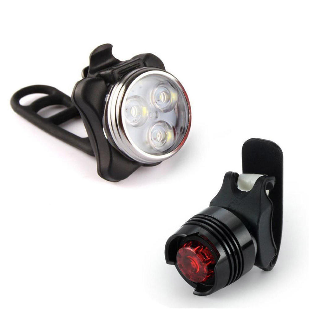 Super Bright USB Led Bike Bicycle Light Rechargeable Headlight +Taillight +Bell