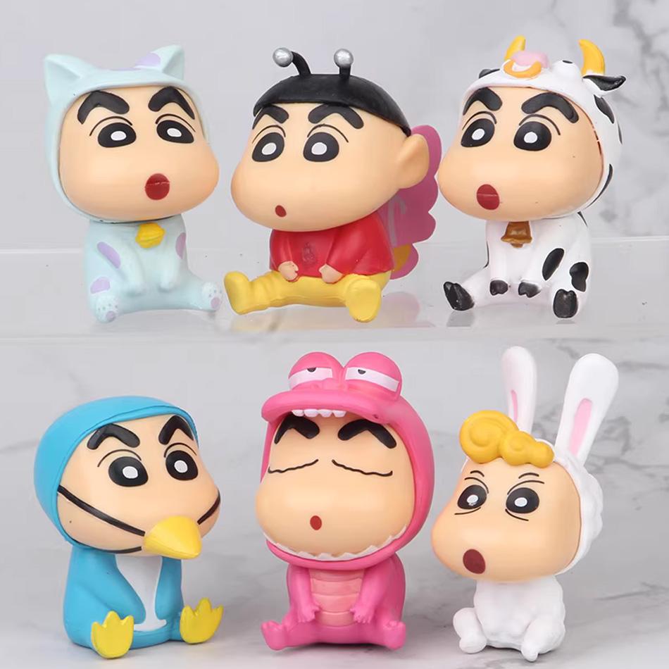 Crayon Shin-Chan Figures Kawaii Animation Tabletop Ornaments Animation Design Watching TV Phone Support Adorable Figure Decorations plaything