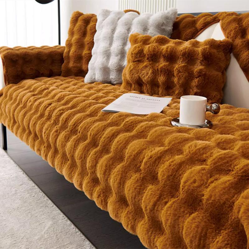 Универсальный плюшевый чехол для дивана квадратной формы, утолщенный чехол для дивана с кроликом, зимнее полотенце для гостиной, L, нескользящий коврик для дивана, одеяло для дивана, подушка для дивана