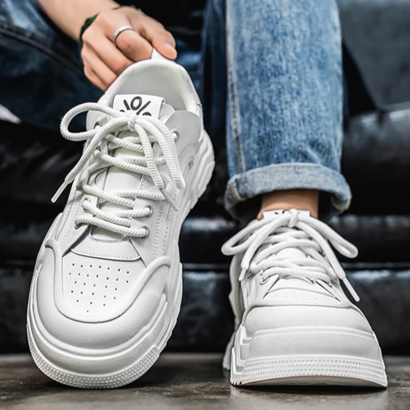 Модные мужские студенческие универсальные кроссовки тренд шнуровка мягкая кожа повседневная обувь для улицы шнуровка платформа вулканизированная обувь Zapatos Hombre