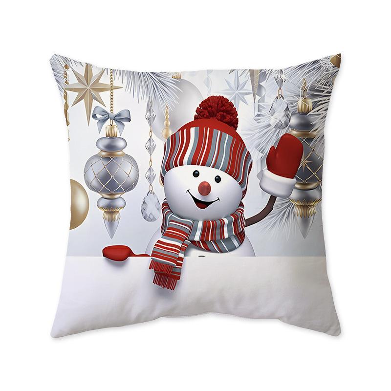 Santa Claus Snowman Holiday Pillow Case Gift Sleeper Sofa Bedroom Bedside Imitation Super Soft Pillow Back Pillow Case