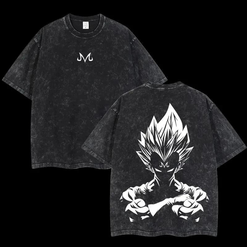 New Anime Dragon Ball Printed Tshirt Mens and Womens Washed Tshirt High Quality Vintage Cotton Tshirt Harajuku Tops