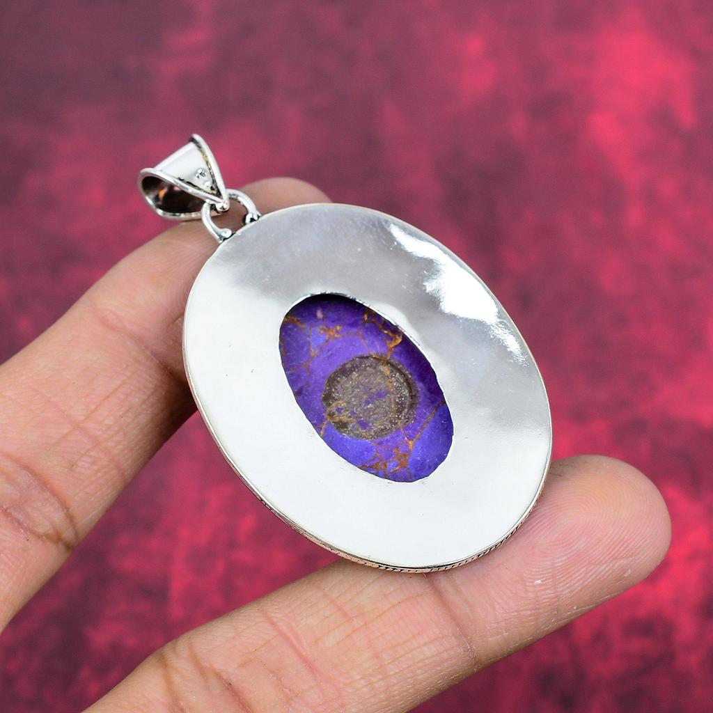 Подвеска из фиолетовой меди и бирюзы, ювелирные изделия из стерлингового серебра 925 пробы, подвеска из драгоценных камней, подарок для ее изысканных ювелирных изделий ручной работы