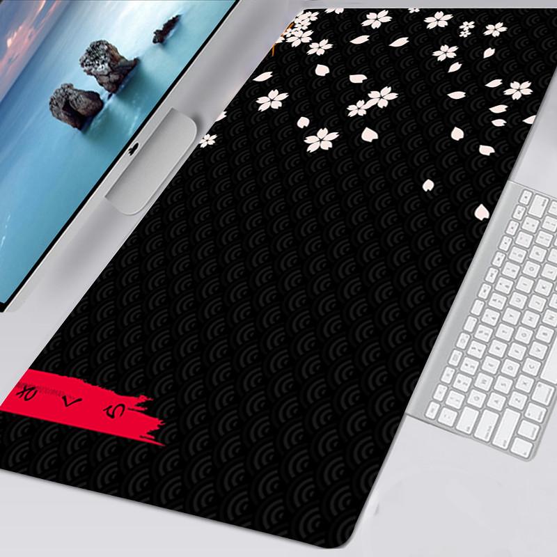 Черно-белый коврик для мыши Геймерский Кавайный Нескользящий коврик для мыши 40x90см Коврик для мыши Сакура Карточный Игровой коврик для мыши Настольный коврик Tappetino Mouse