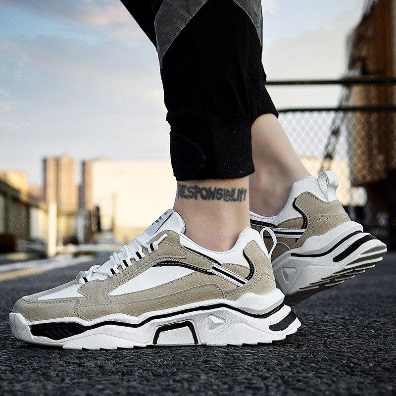 Men's Casual Shoes Running Shoes Shock-resistant Tennis Shoes Waterproof Platform Design Artificial Leather Men Sneakers