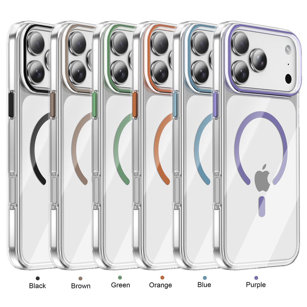 For IP17PROMAX Magnetic Phone Case for Apple 16pro Transparent PC Contrasting Color 15 Simple Phone Case