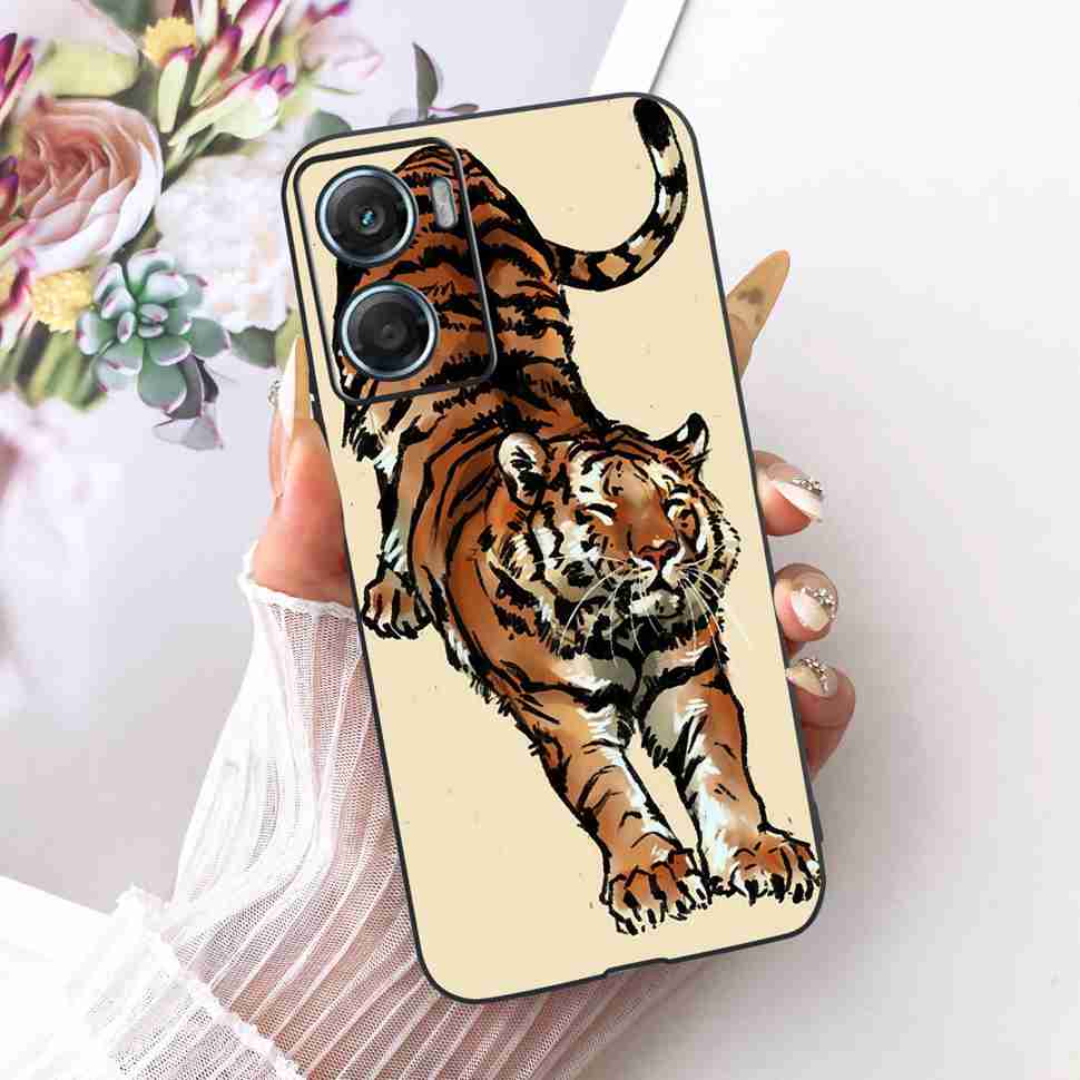 For Motorola Moto G06 4G 6.88" Case Silicone TPU Black Cover For Moto G06 g06 XT2535-1 XT2535-2 Cartoon Dragon Sunset Bumper