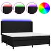 Box Spring Bed with Mattress & LED Black 200x200 cm Fabric