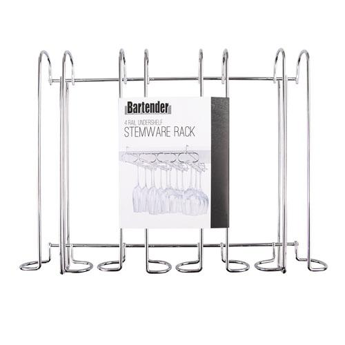 Подставка для бокалов Bartender Undershelf (Хром) (4 рельса)
