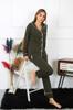 Women's Cotton Combed Cotton Front Buttoned Long Sleeve Khaki Pajama Set 2782