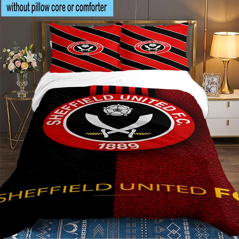 3PCS Global Football Club Sheff Bedding set,Ideal for1pc Duvet Cover And 2pcs Pillowcases Perfect for Christmas gift,Ideal for Bedroom, Dormitory
