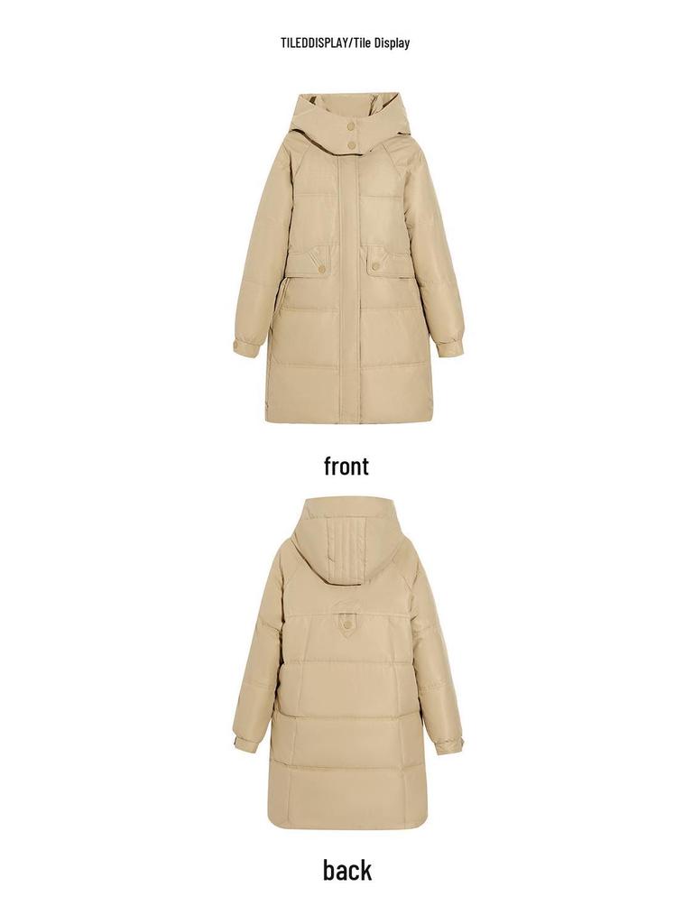 Женское зимнее пальто средней длины с капюшоном, в корейском стиле, универсальное, утолщенное хлопком с пухом, теплая верхняя одежда для среднего и молодого возраста.