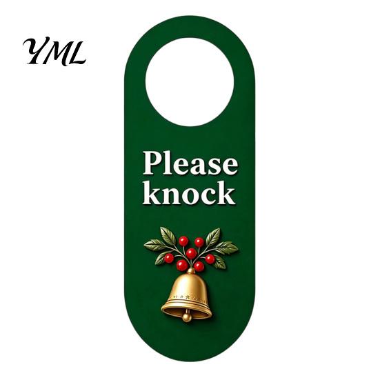 Christmas Room Decor Wooden Door Hanger, Santa Hat Bell Bow Hanging Sign Seasonal for Knob, Festive Holiday Home Front Entrance Wall
