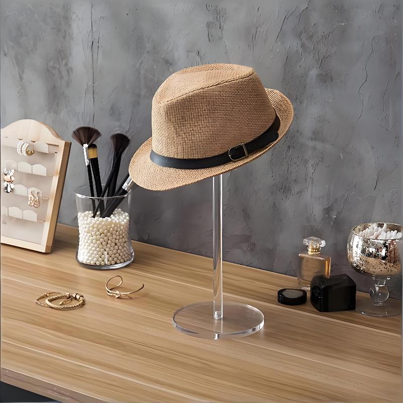 Acrylic Cap Display Stand Transparent Multi-use Wig Hat Riser Bracket for Retail Store Home Salon Organization