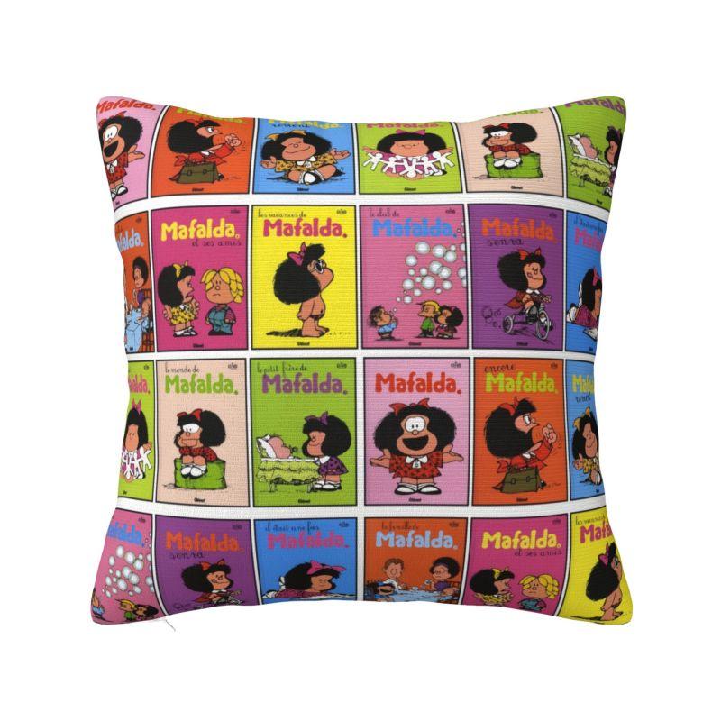 Custom Luxury Mafalda Kawaii Vintage Quino Comic Cartoon Mang Anime Cushion Cover for Sofa Polyester Throw Pillow Case Living