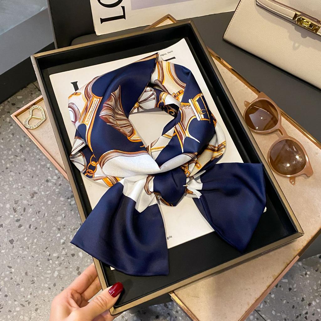 Long small silk scarf women's spring and autumn versatile thin and narrow scarf with shirt, foreign style fashion headband, new decorative silk scarf