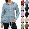 Women's Fashion Solid Color Zipper Hoodie Outdoor Hiking Rainproof Jacket