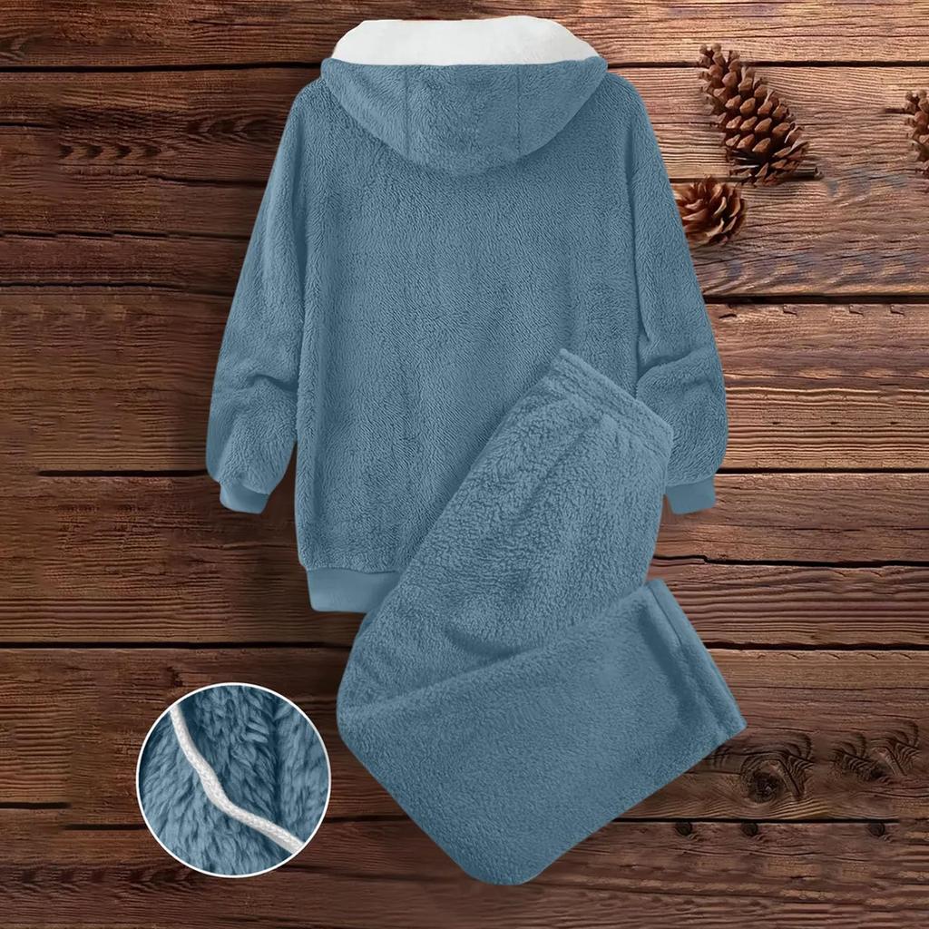 Women's Fashion Solid Color Long Sleeve Top Pants Casual Set