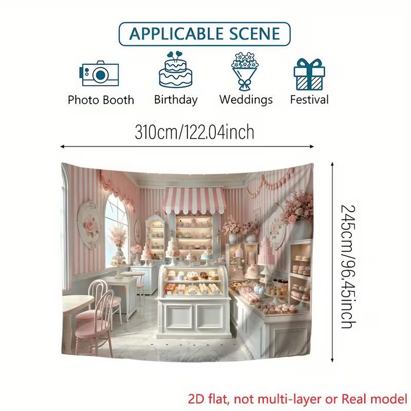 2D Pink Bakery Backdrop Dessert Themed Birthday Photography Background