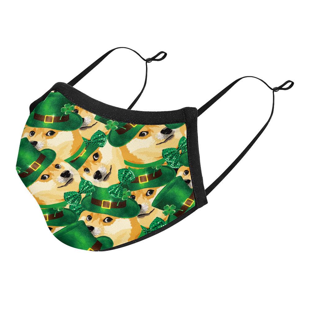 Irish Festival Shamrock Print Sun Protection Breathable Face Mask - Adult Double Layer