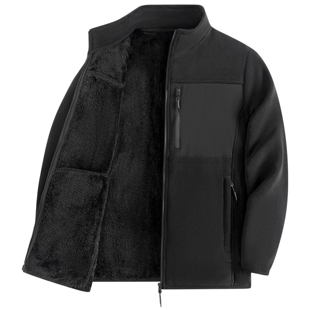 Мужская флисовая куртка на молнии с воротником плюс флисовая теплая куртка, уличный ветрозащитный термоплащ