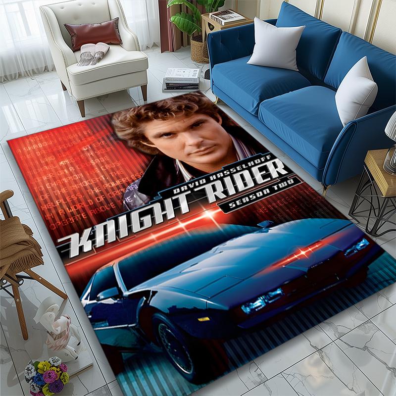 1pc Knight Rider Poster Rug, Digital Printed Home Chair Sofa Mat, Durable Office Area Carpet, Beautiful Festival Decorations