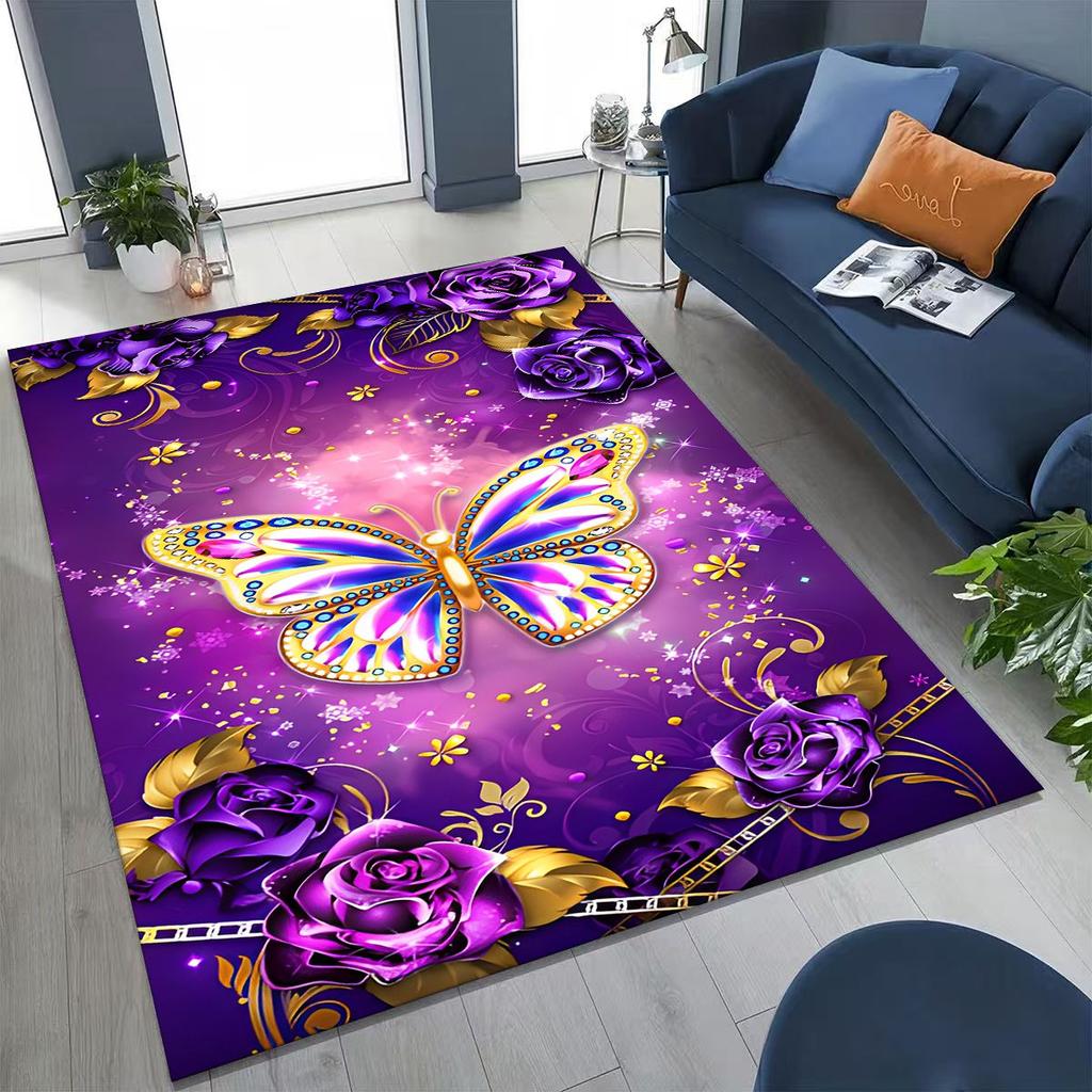 27 Style Dream Butterfly Flower Cartoon Rug for Bedroom Living Room Sofa Home Doormat Decor,Large Kids Play Non-slip Floor Mat