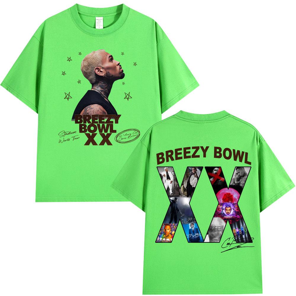 Chris Brown Breezy Bowl XX 2025 Concert Tour Tshirt Unisex Women Fashion Hip Hop T Shirt Unisex Oversized Cotton Casual Tshirts Tops