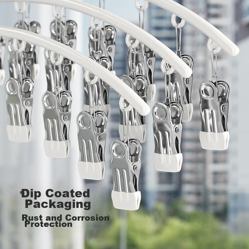 Siwangongli Socks Drying Rack, Stainless Steel Hanger, Plastic-Coated Foldable Multifunctional Underwear Windproof Drying Clip, 2 Pieces