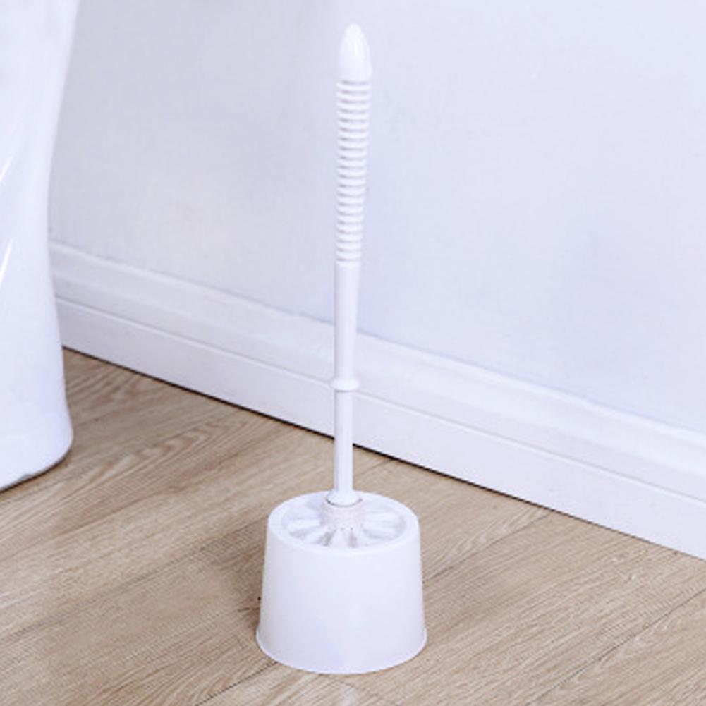 Long-handled Sanitary Brush Cleaning Curved Corner Toilet Brush with Base