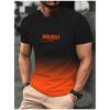 Fashion Men's Gradient Colour Letter 3D Printed T-Shirt Casual Short Sleeve Round Neck T Shirt Summer Outdoor Sports Tees Clothing