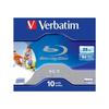 VERBATIM - 10 X BD-R - 25 Go 6x - Surface Imprimable - Boîtier CD