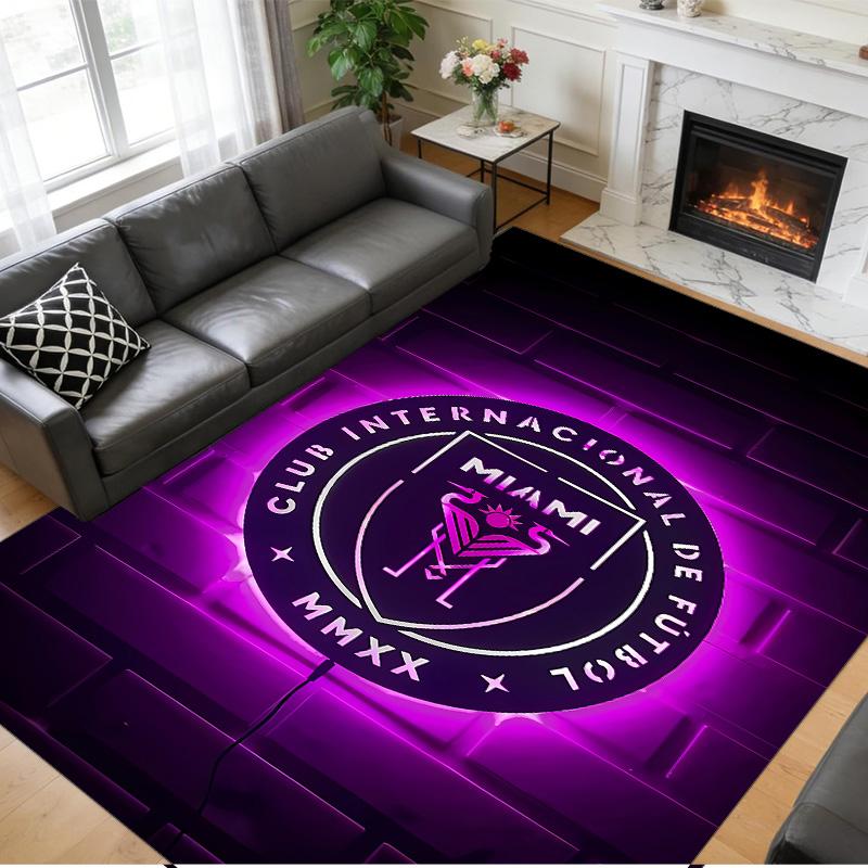 Anti‑Slip Crystal Velvet Floor Rug, Inter Miami Cf Design Carpet for Indoor Living Bedroom Home Decoration