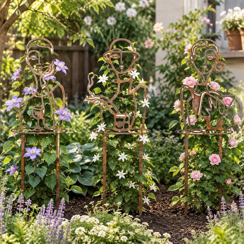Strong Load Bearing Character Silhouette Plant Stand Garden Plant Trellis Potted Vines Flowers
