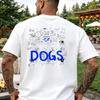 Dogs Doodle Sketch Graphic T-Shirt Cute Puppy Animal Illustration Back Print Casual Cotton Shor