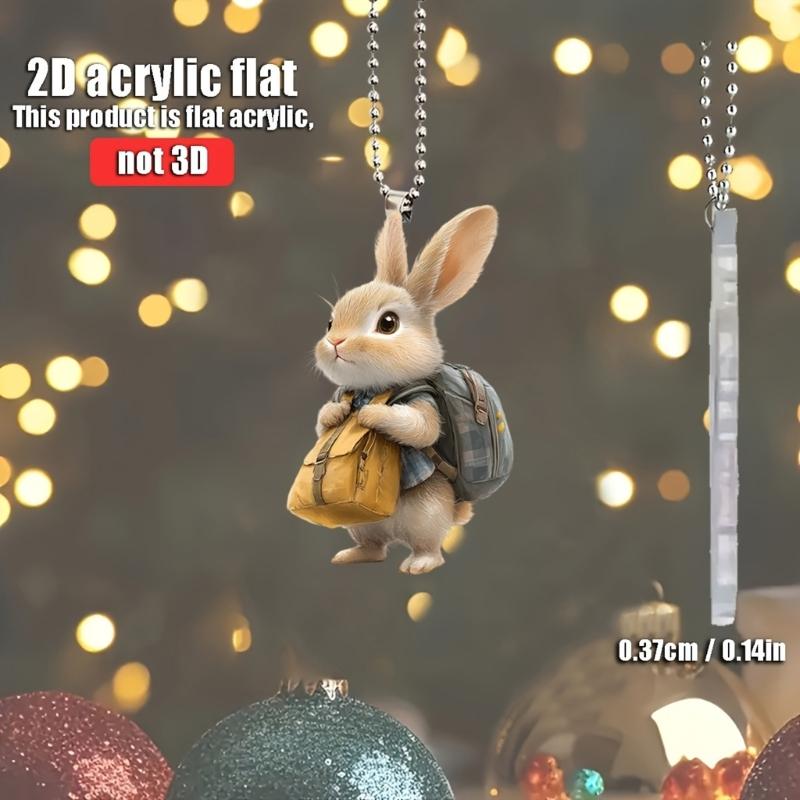 Игривый Мультяшный Рюкзак Кролик 2D Акриловый Брелок-Подвеска для Зеркала Заднего Вида Автомобиля