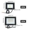 20W 50W LED PIR Motion Sensor Floodlight AC220-240V Wall Lamp IP66 Waterproof Garden Street Spotlight Outdoor Floor Light