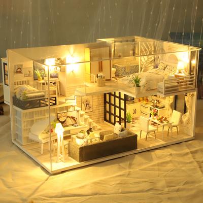 3D деревянный DIY миниатюрный дом мебель светодиодный дом головоломка украсить творческие подарки