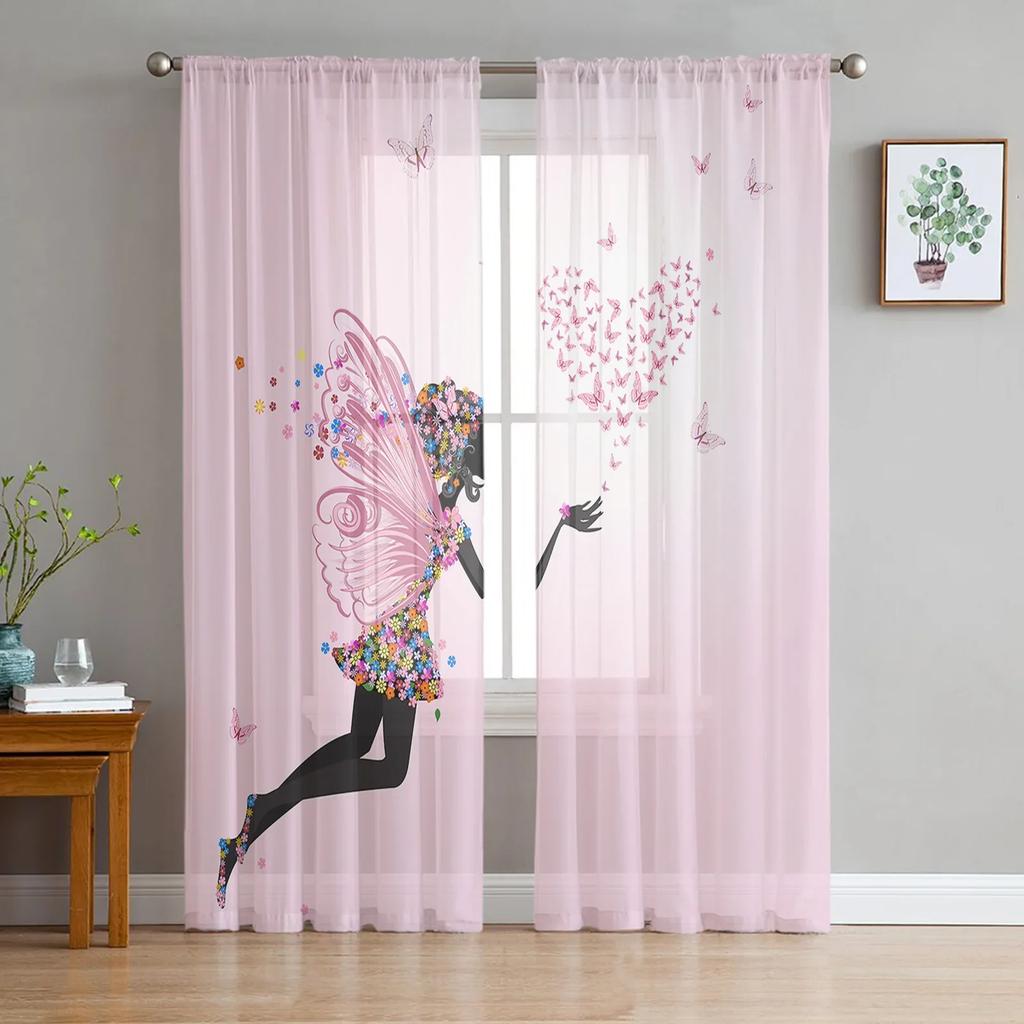 Шторы из розового тюля в клетку для гостиной, спальни, кухни, украшения, шифоновая прозрачная вуаль, занавески для окон, прозрачная драпировка