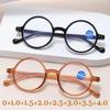 Women Retro Blue Light Blocking Reading Glasses Men Small Round Frame Far Sight Eyewear Ultralight Transparent Presbyopia +4.0