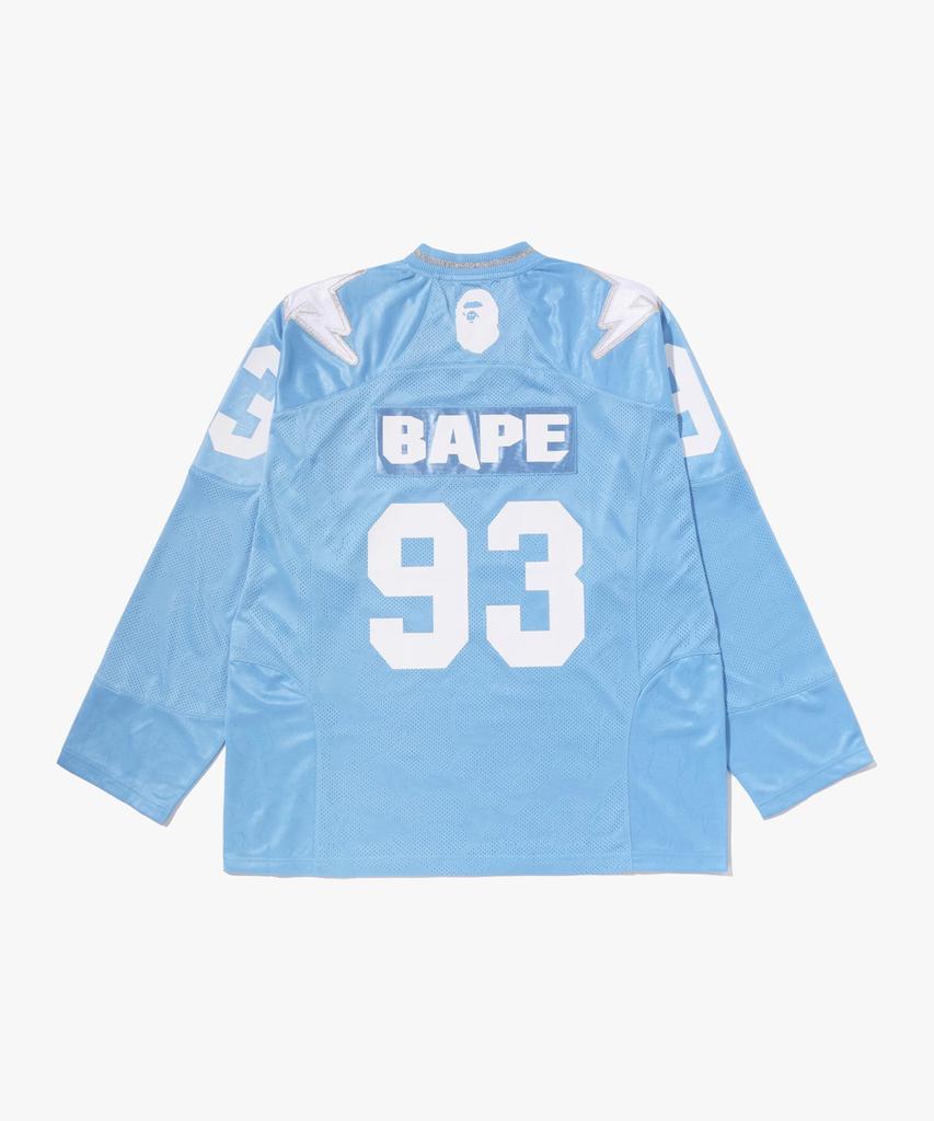 Bape Line Camo Multi-Logo Crop Fit Football Jersey (M) Sax