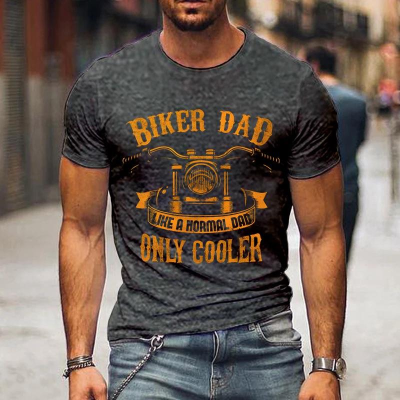 Мужская футболка с принтом Biker Dad Only Cooler Print, новая модная летняя забавная футболка с коротким рукавом Biker Daddy, футболки больших размеров