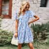 Women's Country Fashion Dresses Spring and Autumn V-Neck Printed Dresses