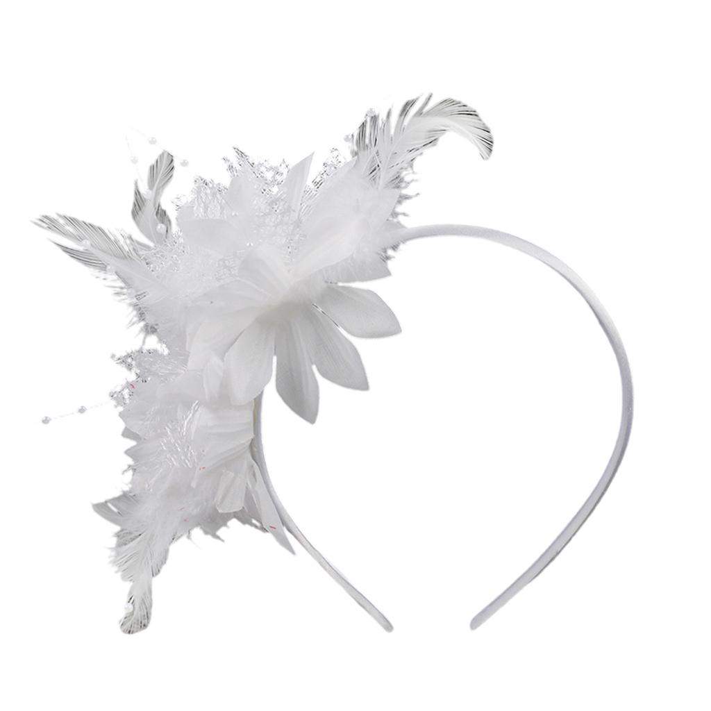 1900S Flapper Feathered Flower Headband For Carnival Party Antique Hair Decoration With Soft Band for Music Festival