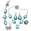 Topaz Blue London Jewelry Set  Gemstone Necklace Gift Sterling