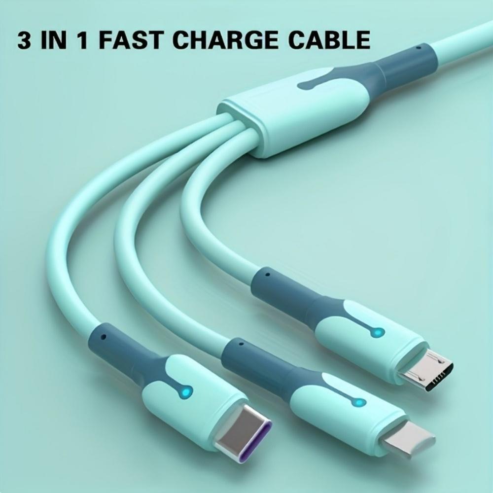 Кабель для быстрой зарядки 3 в 1 66 Вт 3 А Кабель Type C Micro USB для iPhone Кабель для зарядки для Samsung Xiaomi Зарядный кабель USB для передачи данных