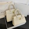 New High-end Lychee Pattern Small Lock Platinum Bag Portable Shoulder Oblique Span Trendy Women's Bag